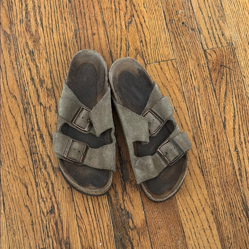 Brown Suede Double Strap Sandals